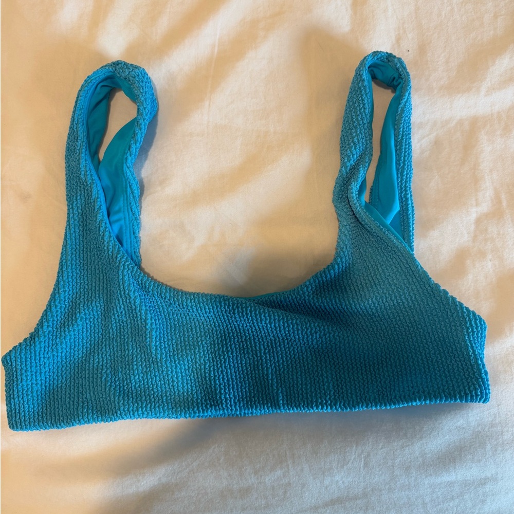 Blue Textured Daily Drills bikini top